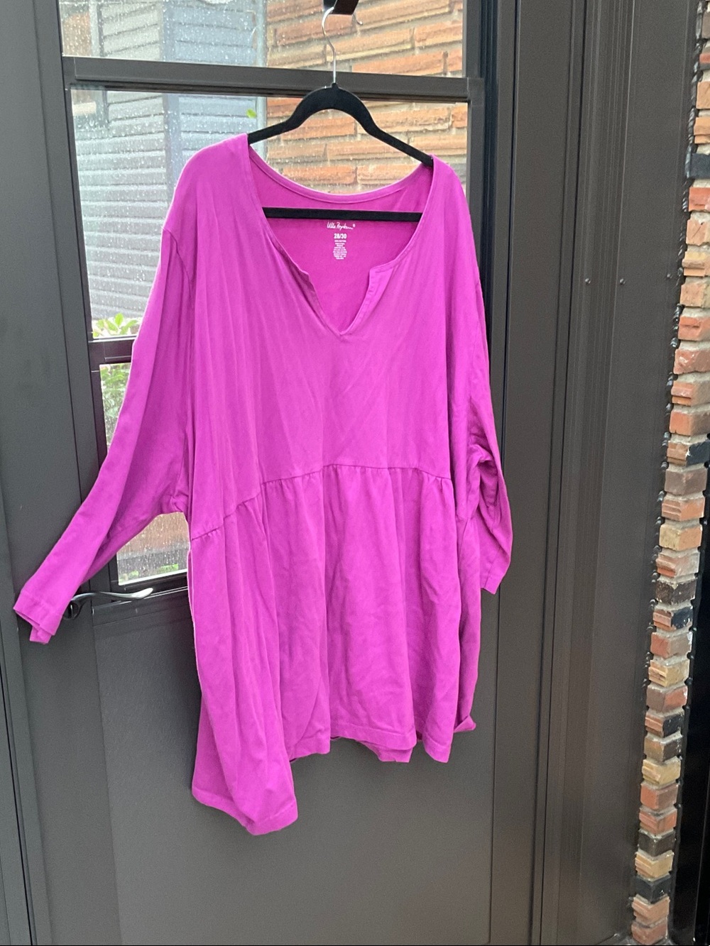 Ulla Popken Bright Magenta V-Neck Relaxed Tunic